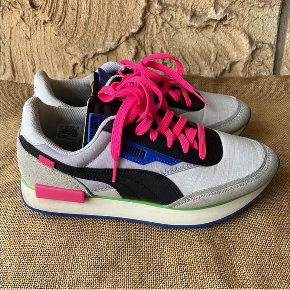 Puma FUTURE RIDER PLAY ON White Gray/Violet 373792-07 Neon Pink Size 7.5 - Picture 15 of 16
